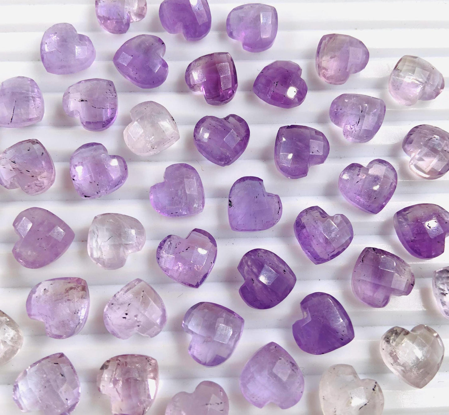 10 Pieces Natural Pink Amethyst Faceted Carved Heart Loose Gemstone Beads , Carved Heart Shape Beads Briolette, Jewelry Making, SKU-BBI327