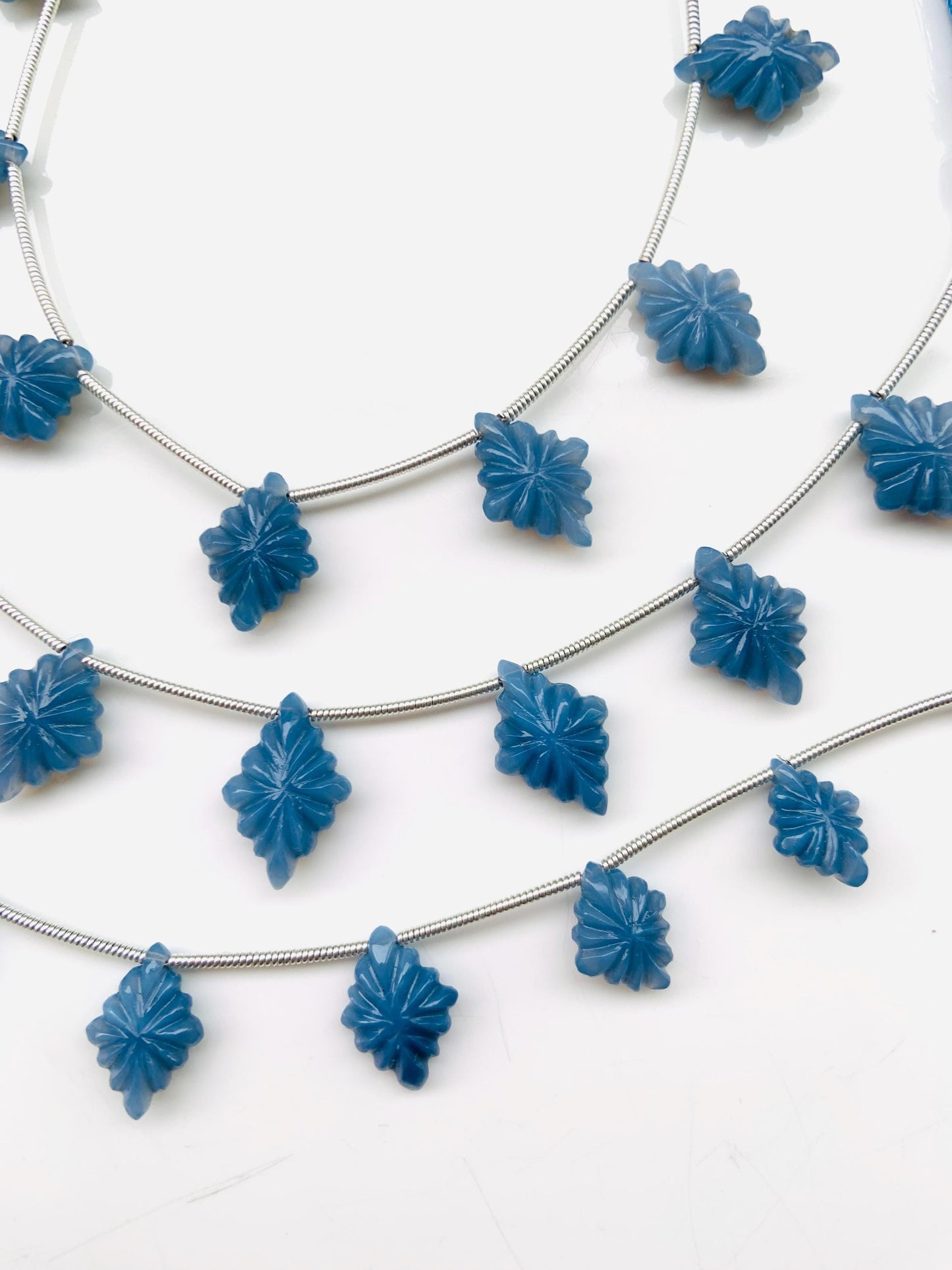 10 Pcs Natural Blue Opal Fancy Lozenge Briolette Side Drill Beads 11x15mm