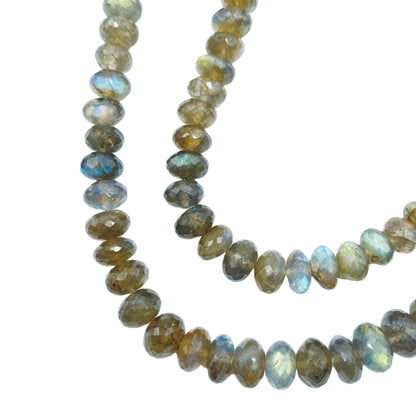 AAA Blue Flash Labradorite Rondelle Beads, Faceted Gemstone Strand 8 Inch