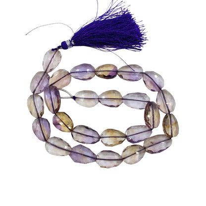 Natural Ametrine Faceted Tumble Oval Shape Gemstone Nacklace Beads , Center Drill Ametrine Faceted Oval Briolette , Nacklace Beads , BBI1087