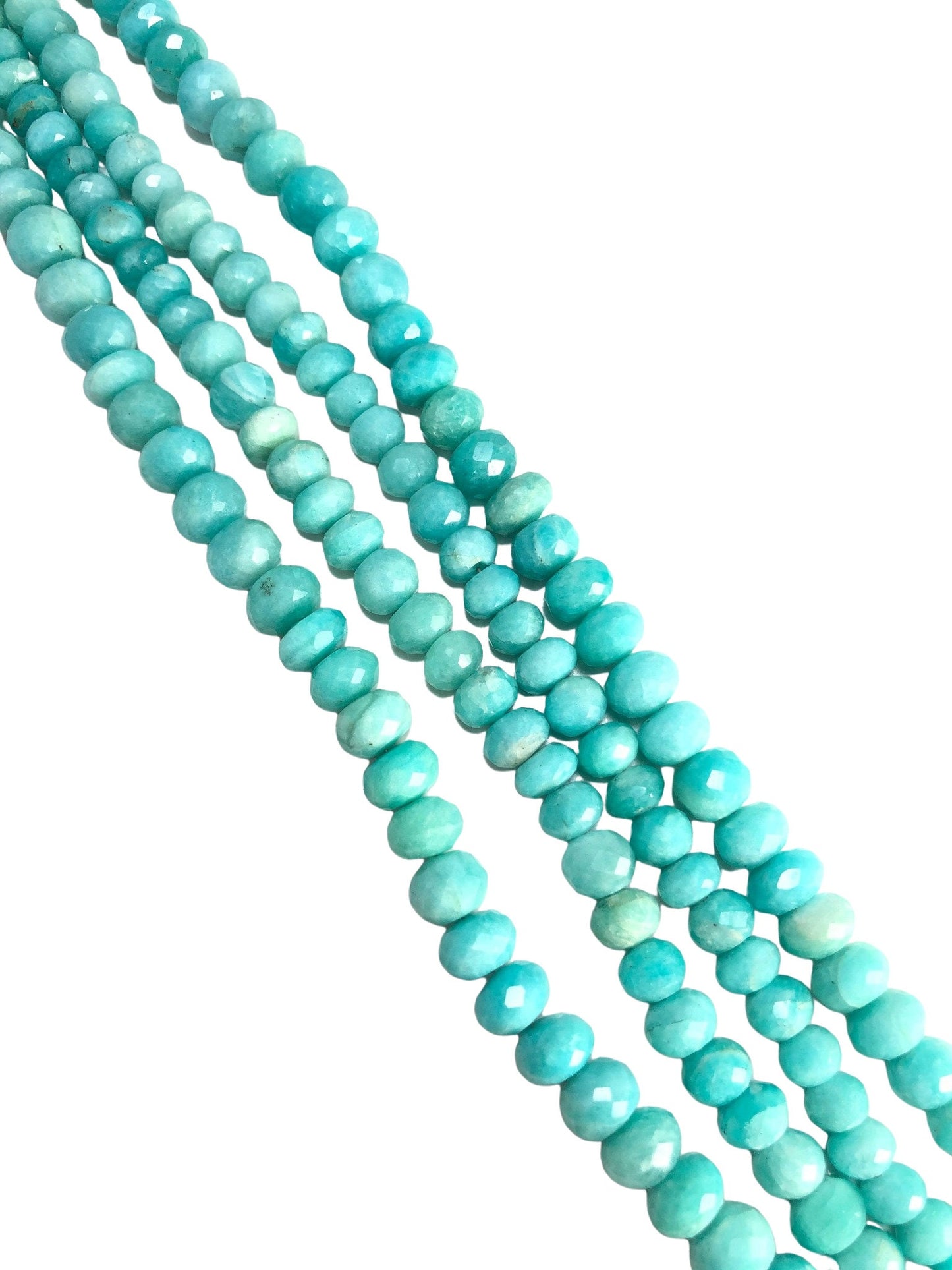 7mm-8mm Blue Amazonite Gemstone, Natural Rondelle Beaded Necklace Gift For Her, Faceted Amazonite Gemstone Necklace