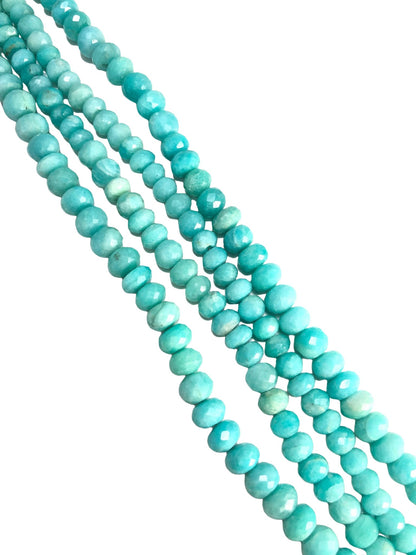 7mm-8mm Blue Amazonite Gemstone, Natural Rondelle Beaded Necklace Gift For Her, Faceted Amazonite Gemstone Necklace