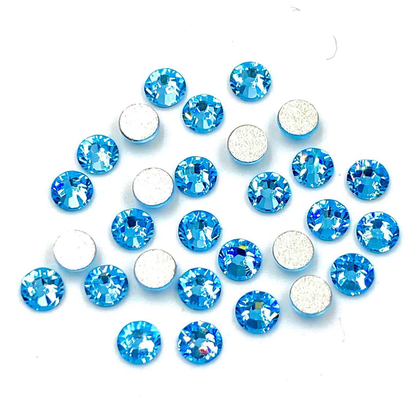 Premium Rhinestones Swarovski, 2058 Aquamarine Color Crystal Flatback No-Hotfix Rhinestones Gems stones (ss5 , ss7, ss9) Decorative Nail Art