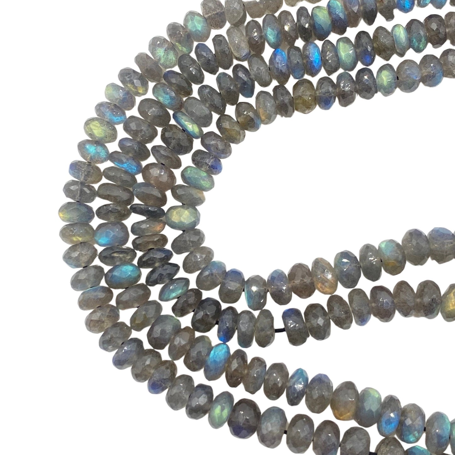 AAA Labradorite Rondelle Beads – Faceted Blue Flash Natural Gemstone Strand (16 Inch)