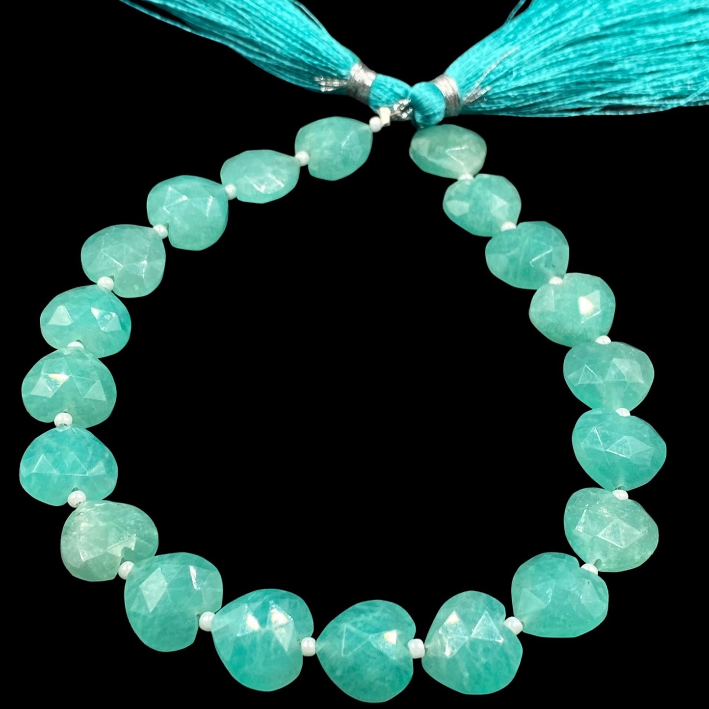 20 pcs Natural Amazonite Carved Heart Shape Gemstone Briolette Beads | Beads For Jewelry | Wholesale Gemstone Beads BBI325