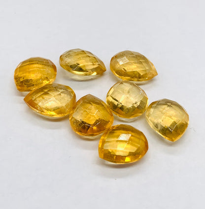 Natural Citrine Faceted Pear Shape Gemstone, Size 10x12mm, Matching Pair Briolette, Earring Making Gemstone