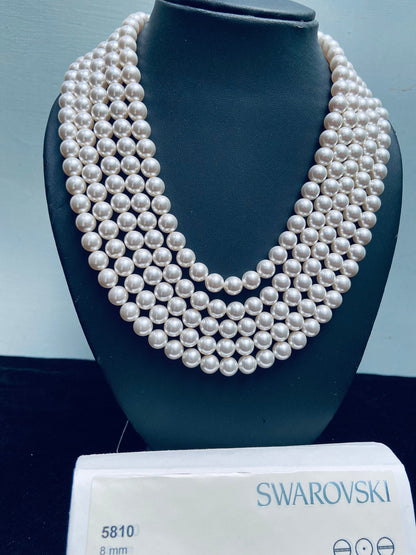 Natural Crystal White Swarovski Pearl Beads 2mm–12mm