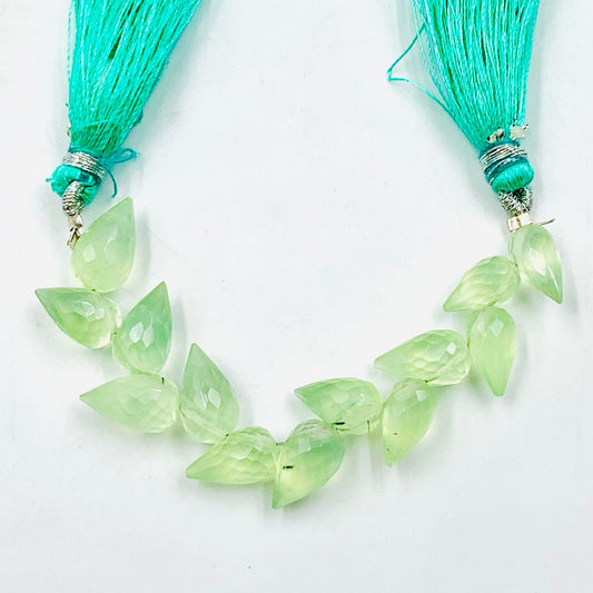 Natural Prehnite Buds Briolette Beads 5x9mm to 6x10mm Faceted Flower Drops