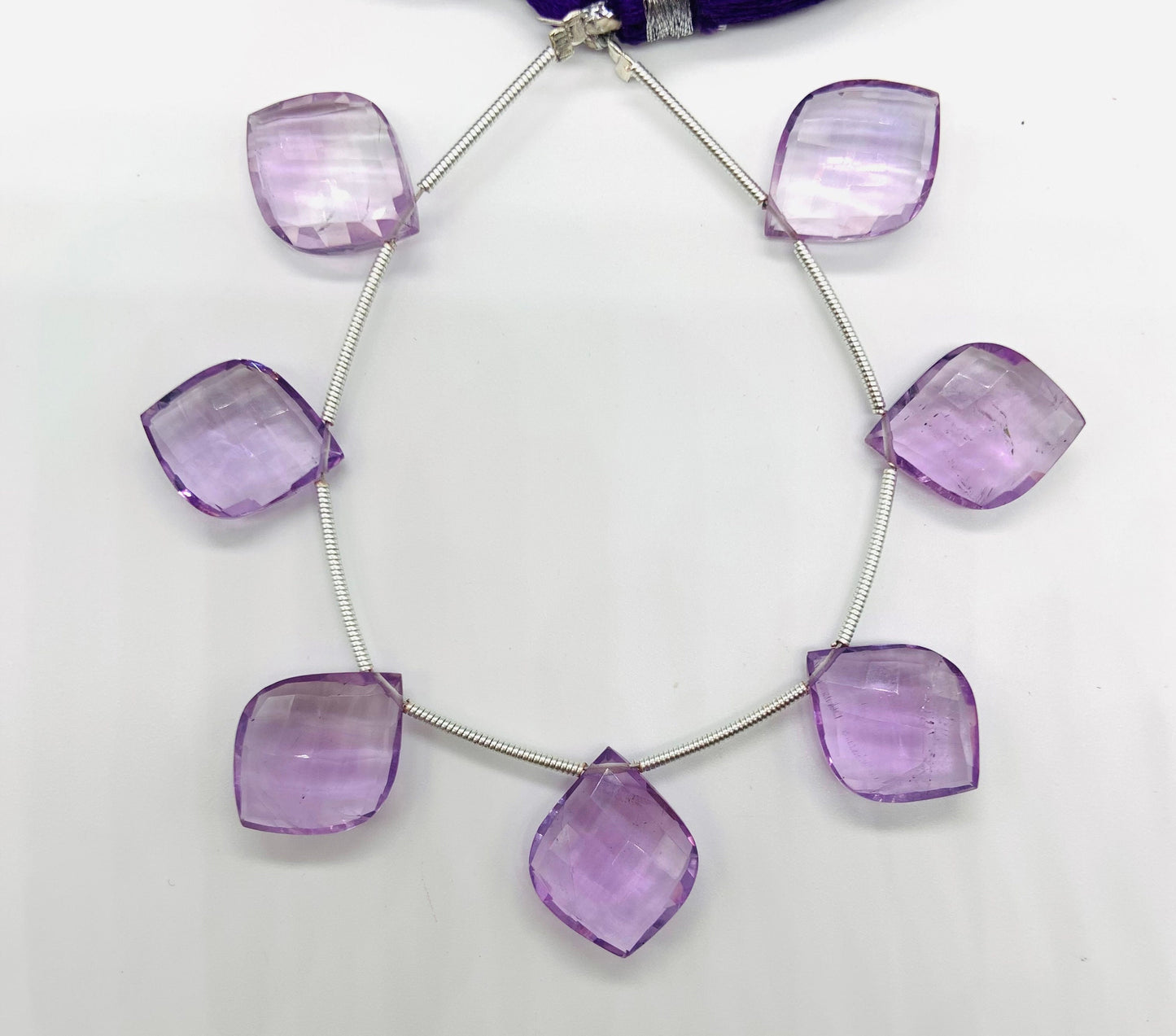 Natural Pink Amethyst Fancy Beads - Side Drill Faceted Gemstone 10 Pcs