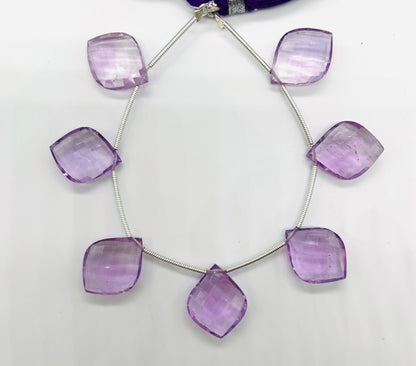 Natural Pink Amethyst Fancy Beads - Side Drill Faceted Gemstone 10 Pcs