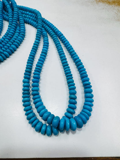 Natural Blue Turquoise Sleeping beauty Rondelle Beads, 6-10mm, 16 Inch Strand