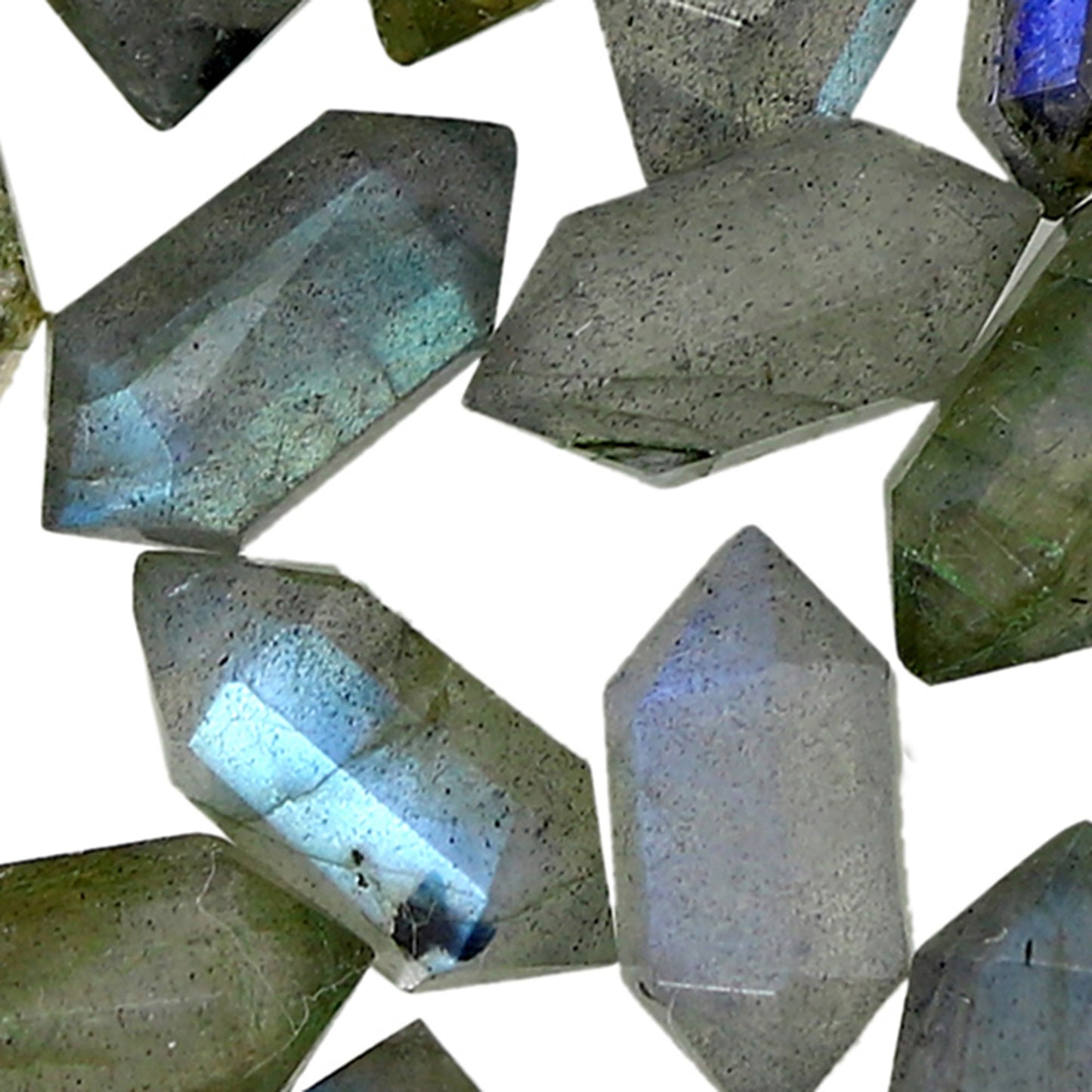 10 pieces Natural Labradorite Double Point Facetted pencil shape Gemstone Beads,  High Polish Fancy Briolette, size 5.5x11mm Handmade Gift