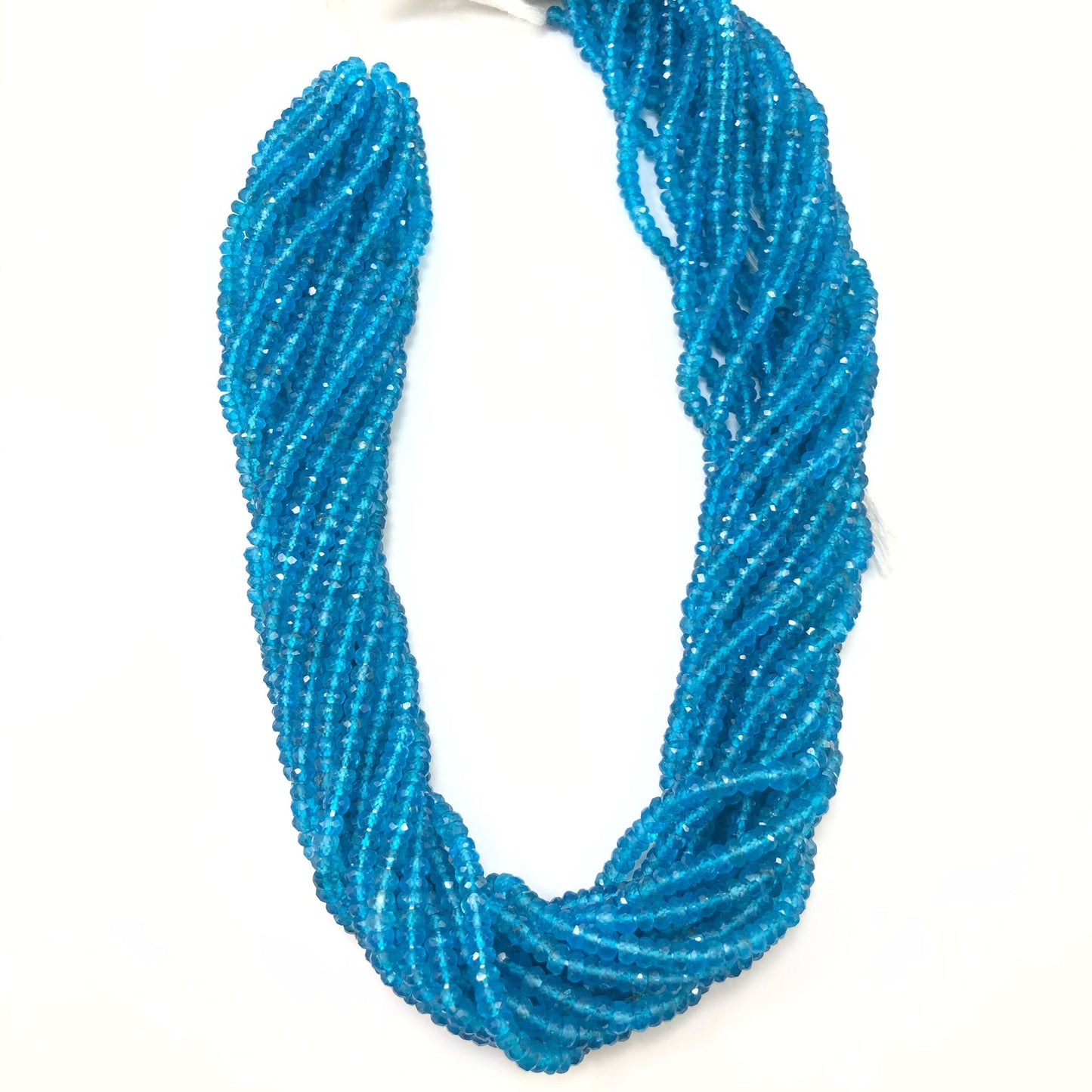 Neon Apatite Gemstone Beads, 3mm-4mm Faceted Rondelle, 13 Inch Strand