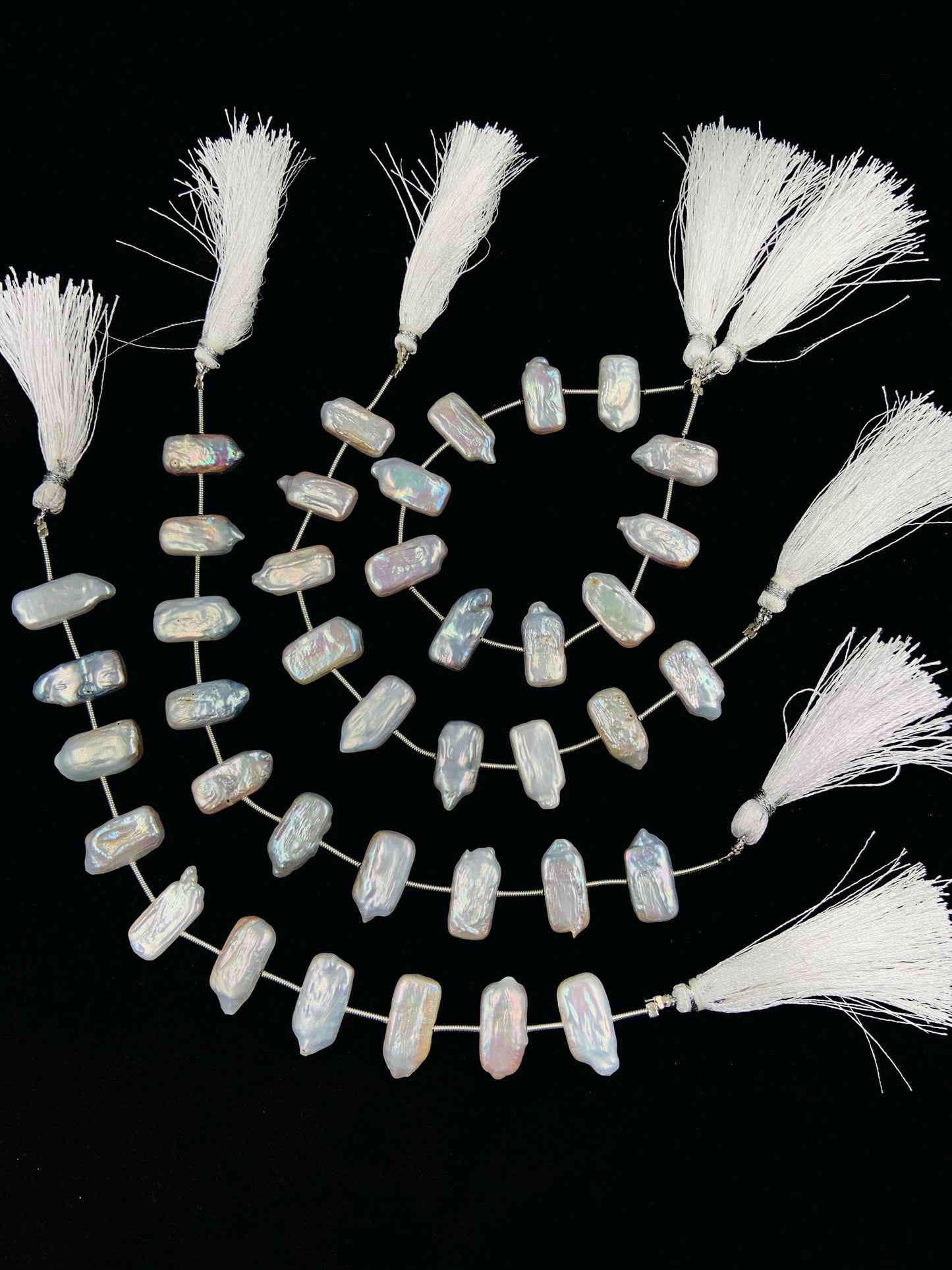 Natural Crystal White Rectangle Pearl Glass Beads Genuine Fresh water Pearl for Women's jewelry Size 10x18mm 8 Inches Wedding jewelry pearl