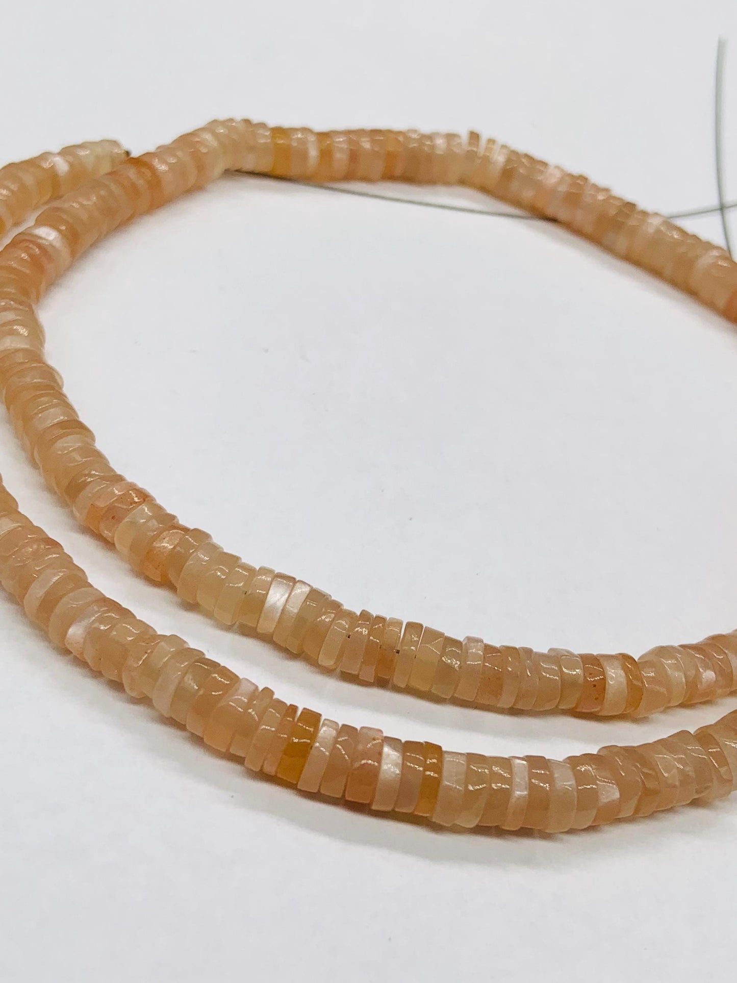 16" Strand Natural Peach Moonstone Smooth Heishi Tyre Shape Gemstone Beads Peach Moonstone Plain Beads Semi Precious Stone.