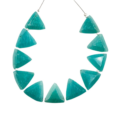 10 Pieces Natural Amazonite Faceted Triangle Shape Gemstone Briolette , Amazonite Faceted Fancy Shape Briolette, SKU- BBI930