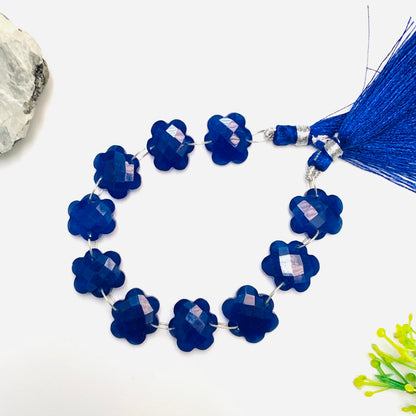 10 Pieces Natural Blue Quartzite Faceted Double Drilled Gemstone Beads, Cloud Shape Gemstone, Hand Carved Gemstone Size 14x15x5mm
