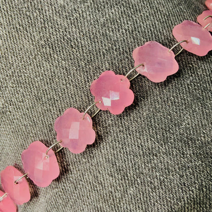 10 Pieces Pink Quartzite Faceted Double Drilled Gemstone Beads, Cloud Shape Gemstone, Hand Carved Gemstone Size 14x15x6mm BBI1118