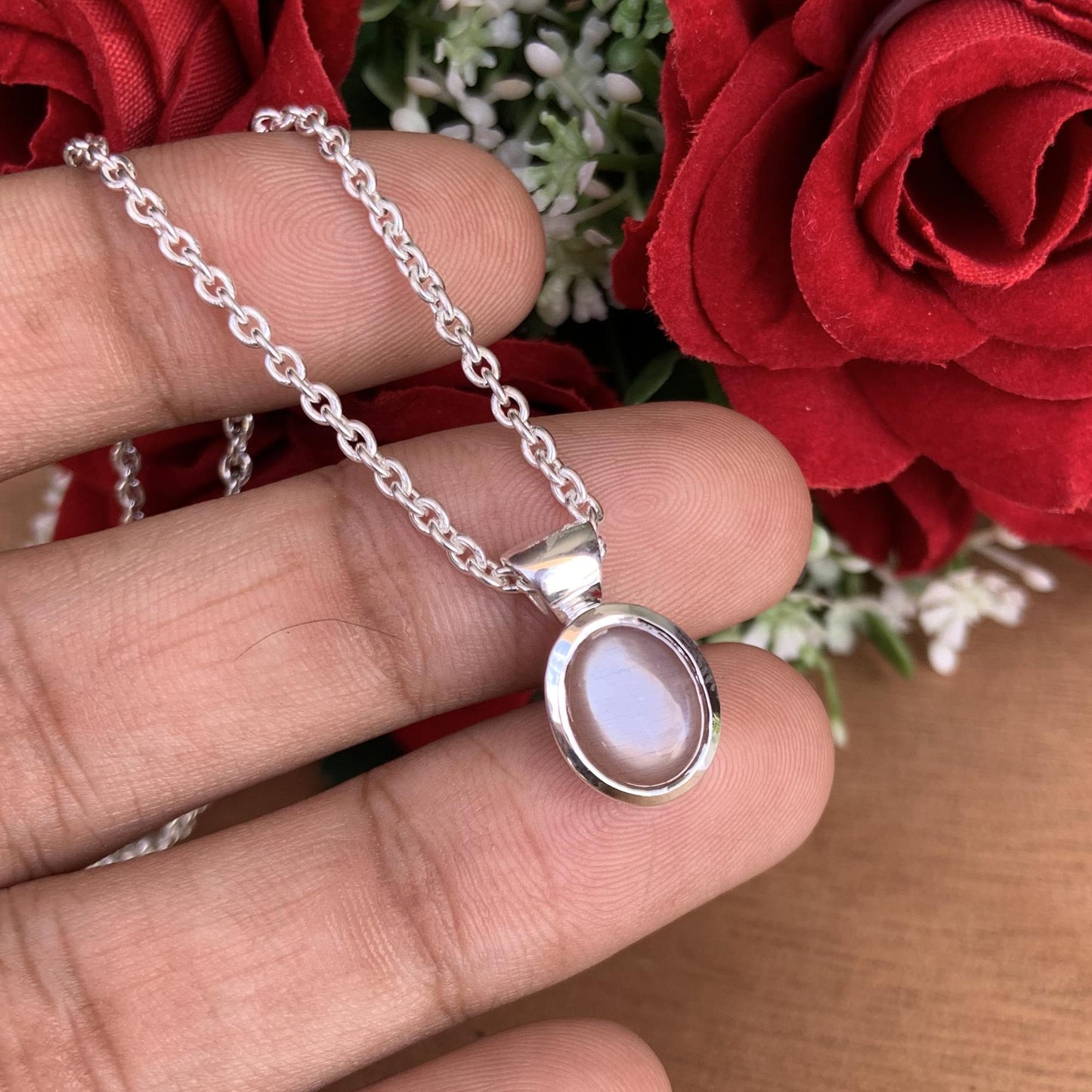 Chocolate moonstone necklace ~ Dainty silver necklace ~ Birthday Gift