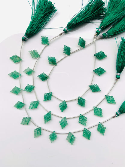 10 Pcs Natural Green Strawberry Slot Carved Side drill gemstone Fancy shape Briolette lozenge beads for jewelry Size 11x15x4mm gift for her