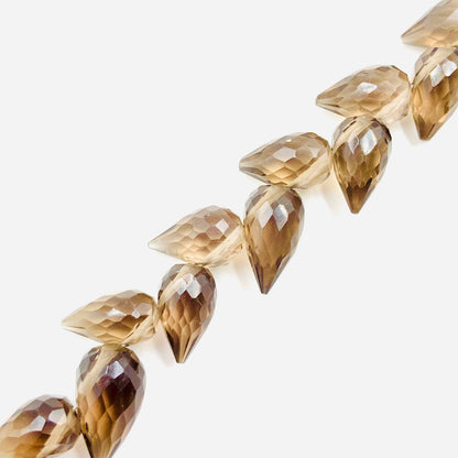 4 Inches Natural Smoky Quartz Buds Briolette Beads Smoky Quartz Gemstone Faceted Flower Buds Size 5X9mm To 6X10mm Smoky Drops jewelry making
