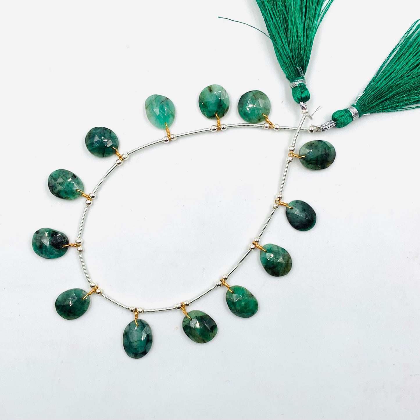 8 Pieces Natural Emerald Rose Cut Slices Cabochons , Free Form Shape Cabochon, Faceted Rose Cut Flat Back Cabochons, Cut Stones Cabochons.