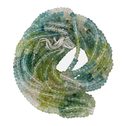 Multi Aquamarine 6mm Faceted Rondelle Beads Genuine Aquamarine Gemstone