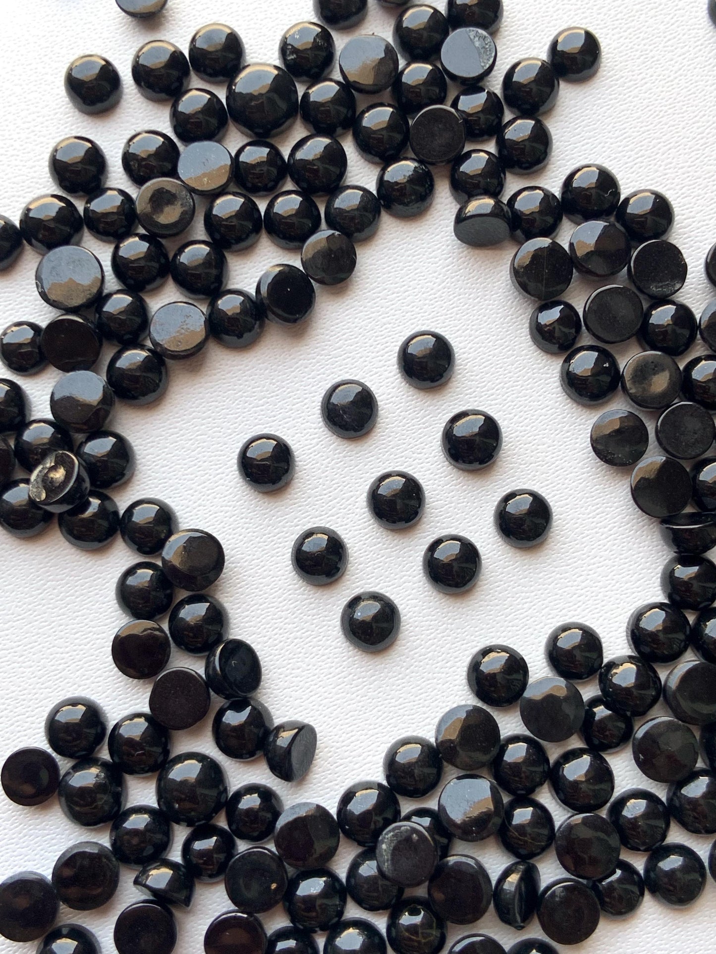 Black Tourmaline Cabochons: Smooth Round Gemstone, Jewelry Making - 10 Pcs