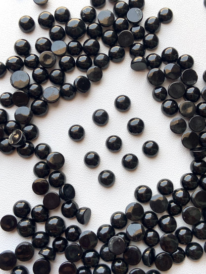 Black Tourmaline Cabochons: Smooth Round Gemstone, Jewelry Making - 10 Pcs