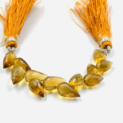 4 Inches Natural Beer Quartz Buds Briolette Beads Drop Shape Faceted Flower Buds Size 5X9mmTo 6X10mm Beer Quartz Drops jewelry Making