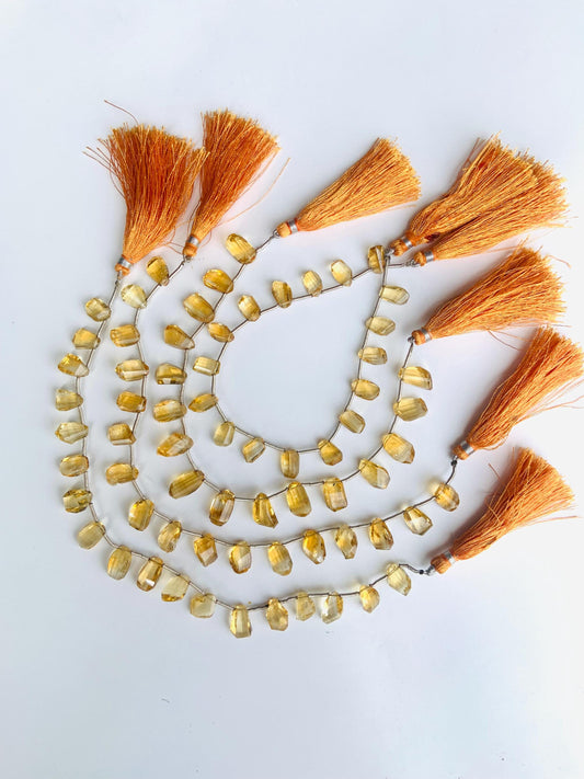 Natural Citrine Freeform Nugget Beads 12–14mm Faceted Side Drill