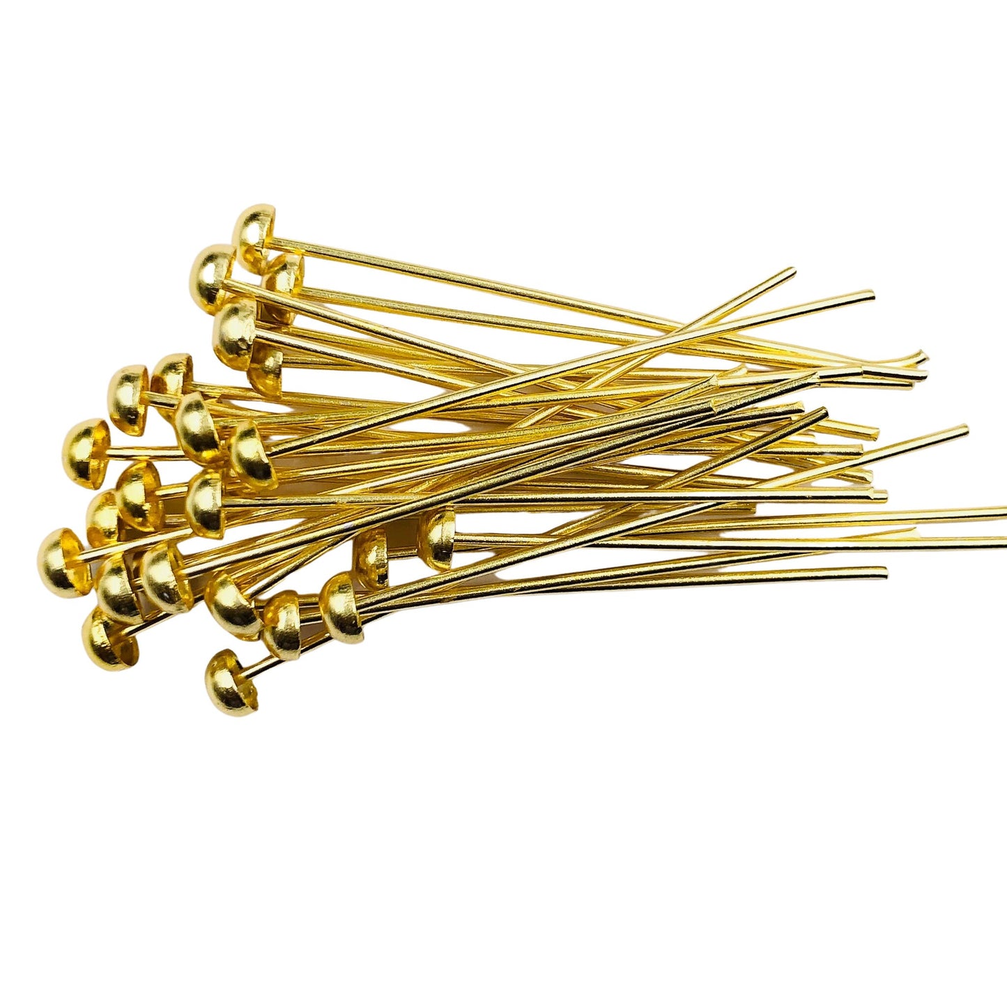 Gold-Plated Flat Round Headpins – 50 PCS Fancy Jewelry Findings