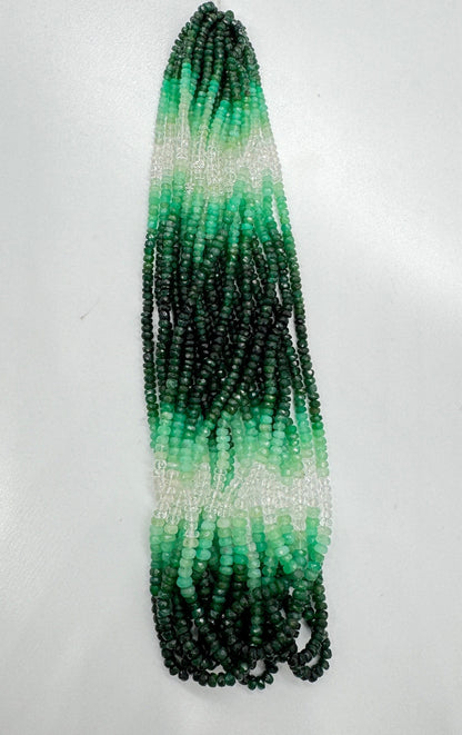Natural Shaded Emerald Sapphire Faceted Rondelle Beads | 3.5–4.5mm | 16 Inch Strand