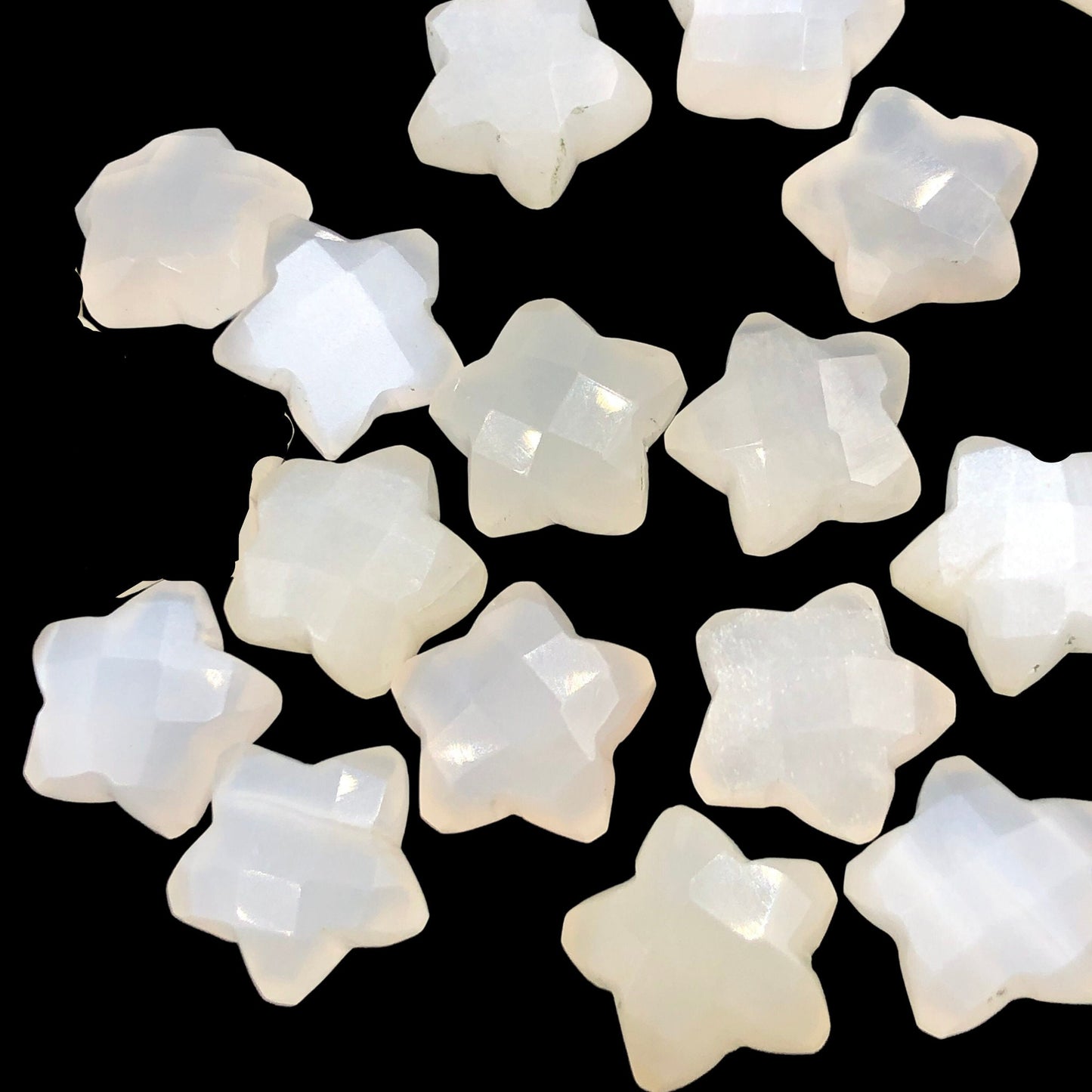 2 Pieces Natural White Moonstone Faceted Star Shape Gemstone, Size 10mm, Hand Carved Briolette Beads, Loose Gemstone For Jewelry, SKU-BBI123