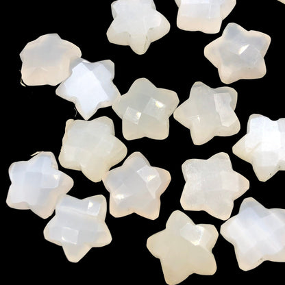2 Pieces Natural White Moonstone Faceted Star Shape Gemstone, Size 10mm, Hand Carved Briolette Beads, Loose Gemstone For Jewelry, SKU-BBI123