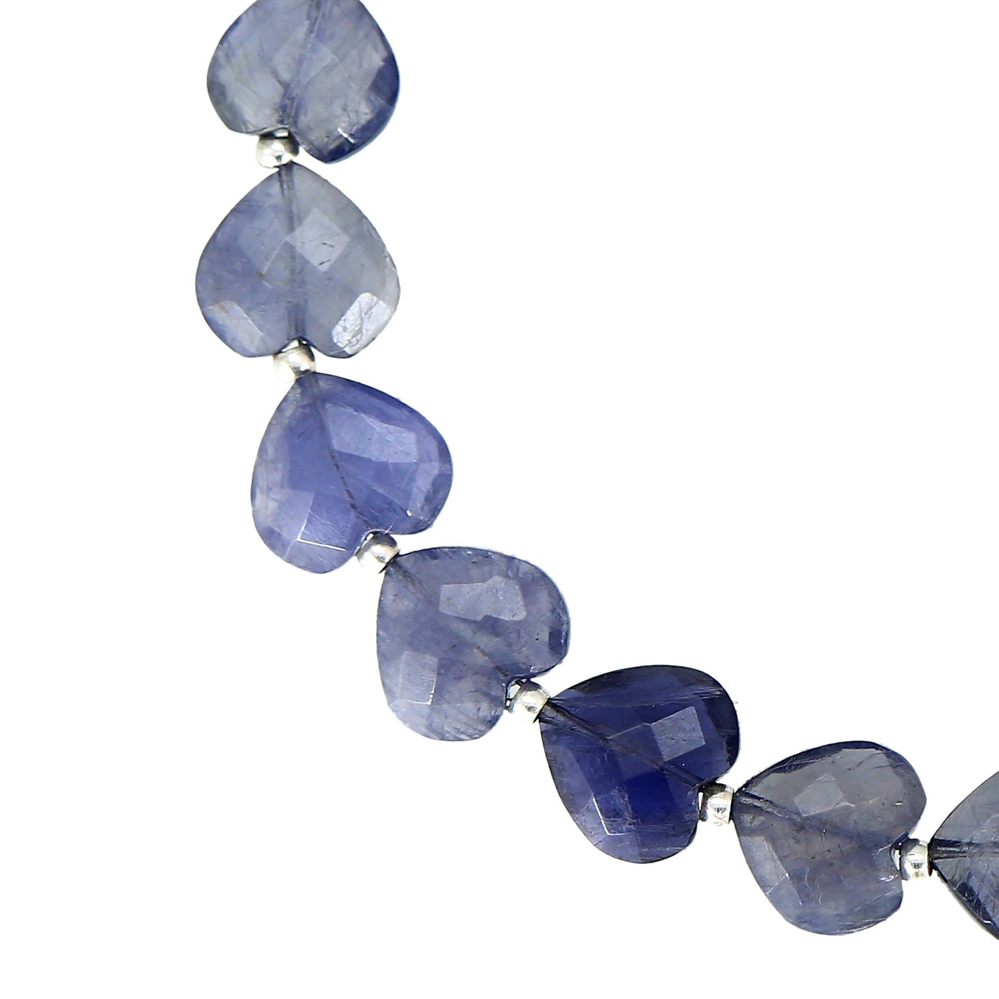 Natural Iolite Carved Heart Beads – Briolette Gemstones for Jewelry Making