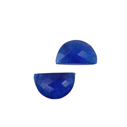 2 Pieces Blue Quartzite Faceted D' Shape Gemstone, Size 10mmx16mm, Hand Carved Briolette, Half Moon Shape Gemstone, Quartzite Beads, SKU-227