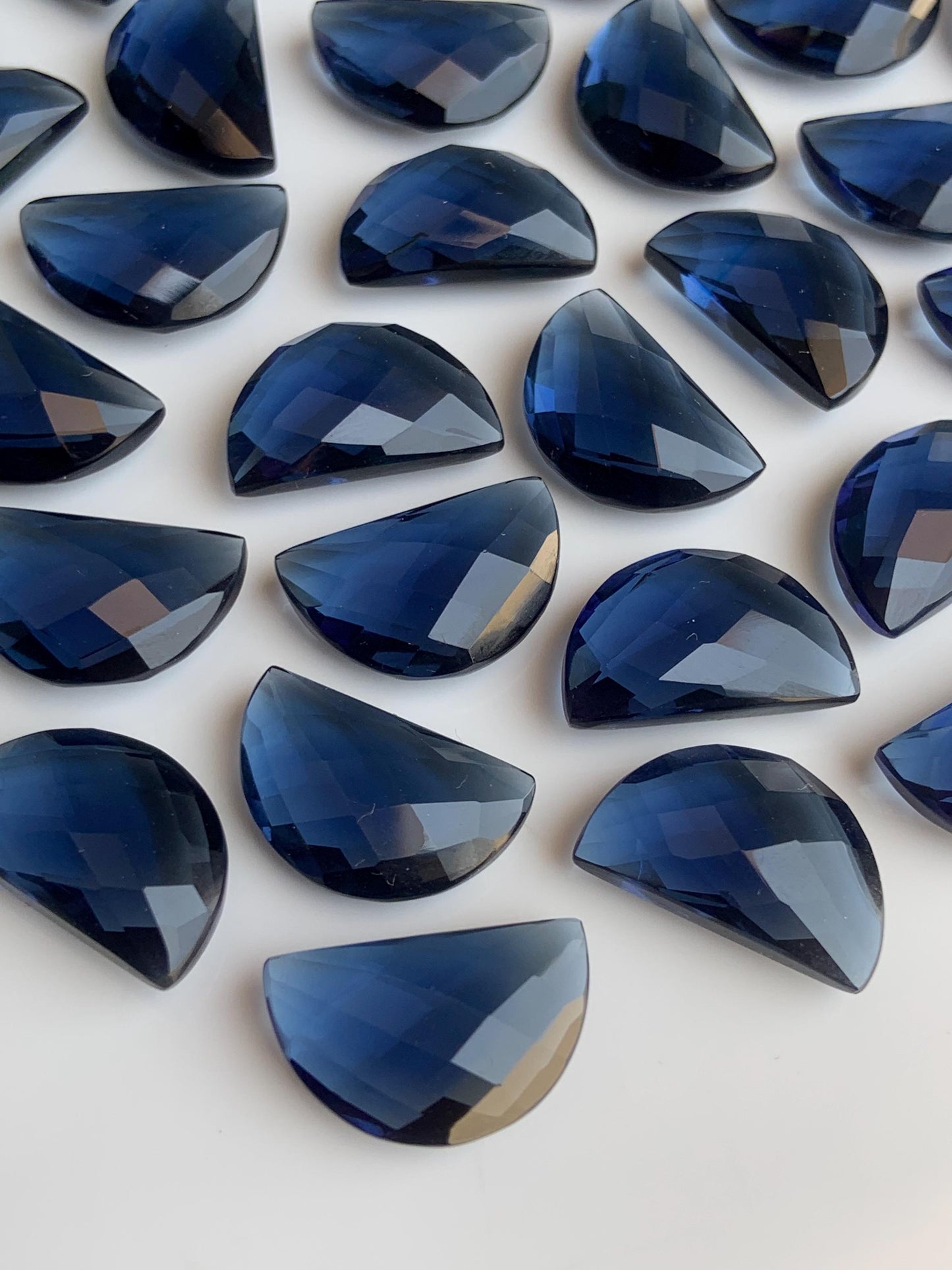 2 Pieces Blue hydro Quartz Faceted D' Shape Gemstone, Size 10mmx16mm, Half Moon Shape Gemstone Briolette for jewelry making, gift for her