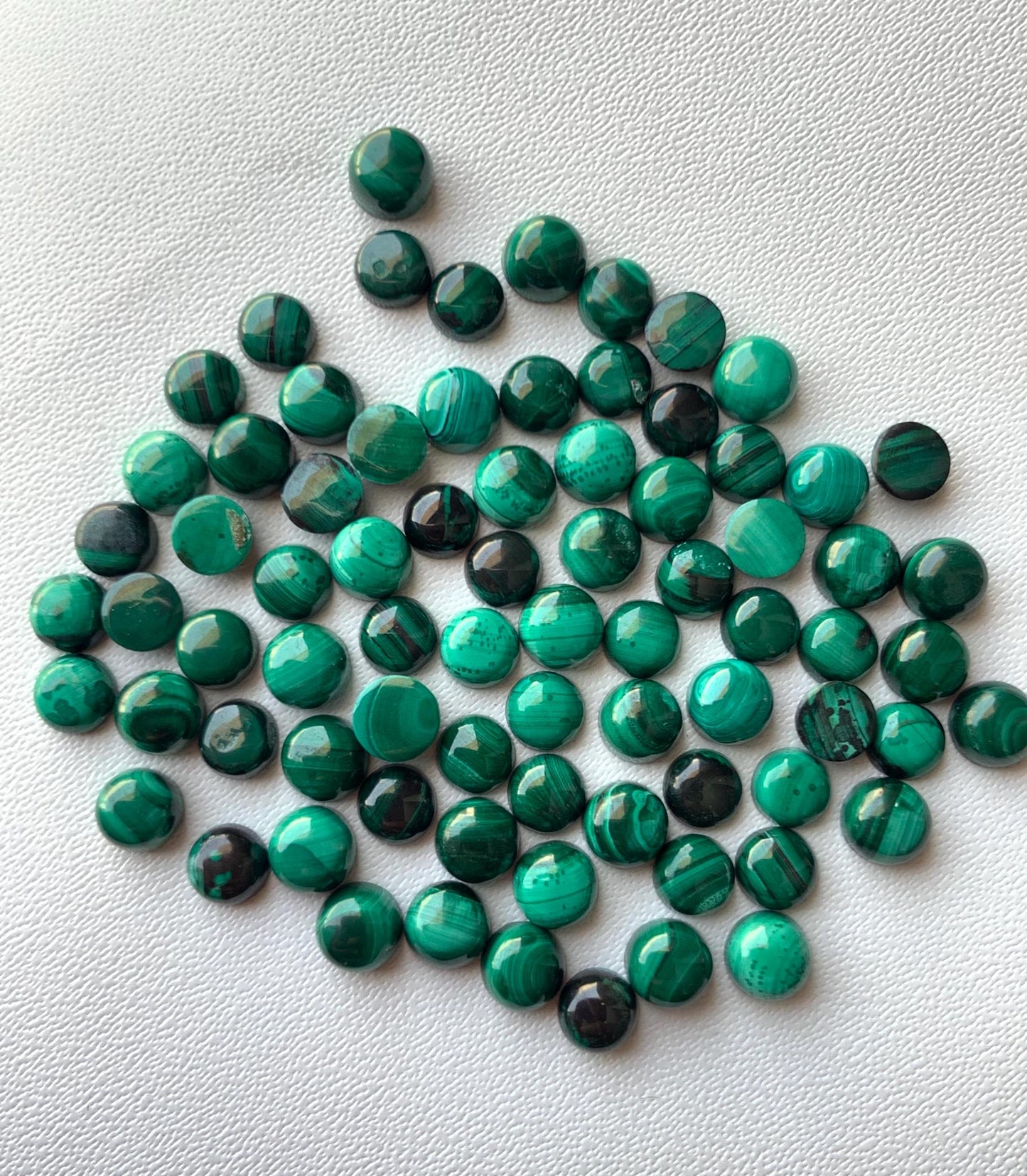 Natural Malachite Smooth Round Gemstone Cabochon, CALIBRATED Loose Stone Cab, Round Jewelry Making Cabochons Semi Precious Cabochon for ring