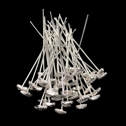 Silver-Plated Flower Headpins – 50 PCS 52mm Decorative Jewelry Findings