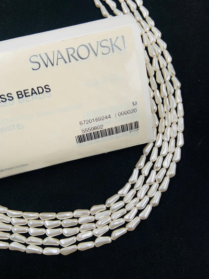 Natural Crystal White (001 650) Genuine Swarovski 5844 Pearls Barque Drop pearl in 10mm Glass Beads for Necklace/Bracelet/Earrings Gifts