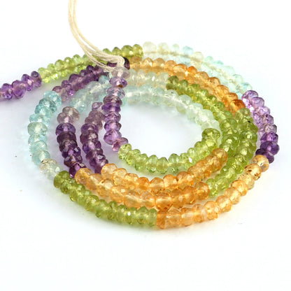 5 st. AAA quality Multi Gemstone Faceted Rondelles Beads , Gemstone Rondelle Beads , Round Shape Beads ,Jewelry Supplies, 3mm  SKU- BBI568