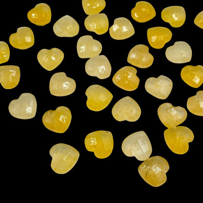 Natural YELLOW AVENTURINE Faceted Carved Heart Shape Loose Gemstone Beads , Carved Heart Shape Gemstone Briolette , Gemstone Beads  BBI337