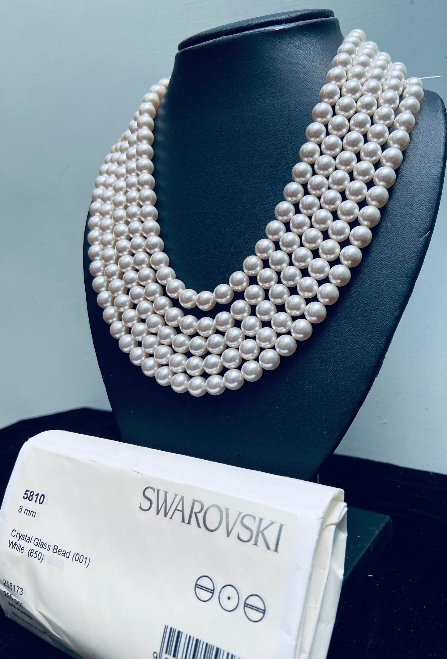 Crystal White (001 650) Genuine Swarovski 5810 Pearls Round Glass Beads jewelry making | 2mm, 3mm, 4mm, 5mm, 6mm, 8mm, 10mm, 12mm -BBI1881