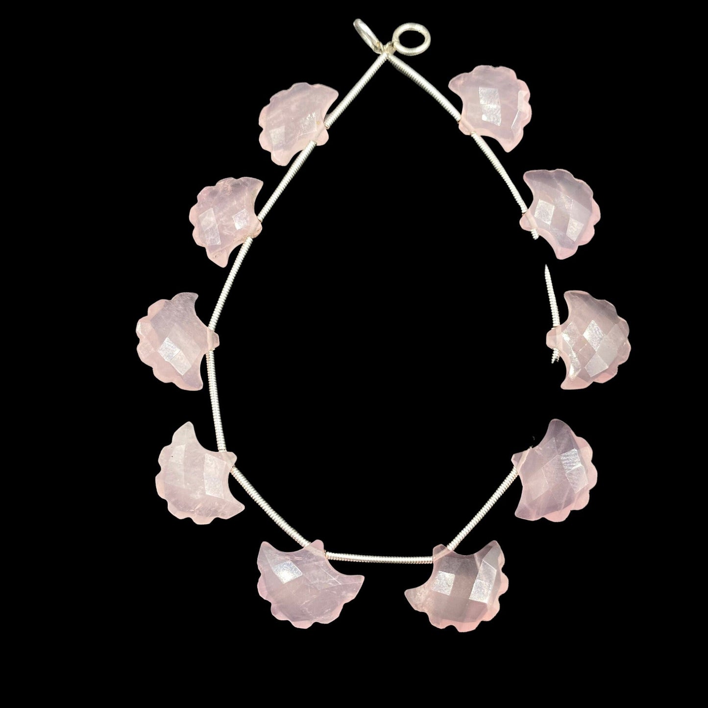 10 Pieces Rose Quartz Carved Tree Shape Natural Gemstone Briolette Side Drill Beads Line | Gemstone Carving Beads ,Genuine Rose Quartz Beads