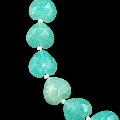 20 pcs Natural Amazonite Carved Heart Shape Gemstone Briolette Beads | Beads For Jewelry | Wholesale Gemstone Beads BBI325