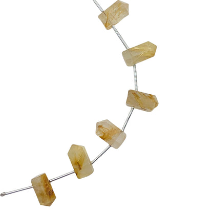 Natural Golden Rutile Faceted Pencil Briolette Beads