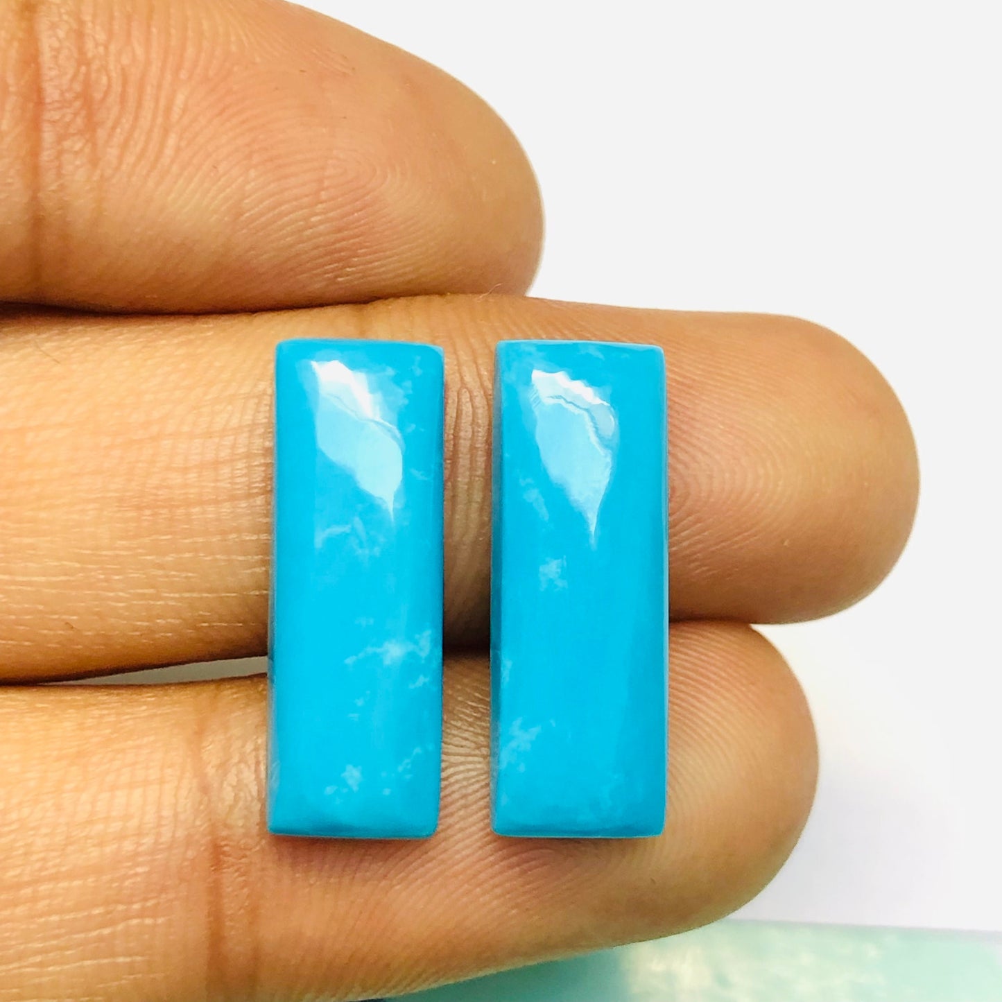 1 Pair Howlite Turquoise Smooth Long Rectangle Shape Gemstone, Size 6X18mm, Matching Pair Briolette, Earring Making Gemstone , SKU - BBI980
