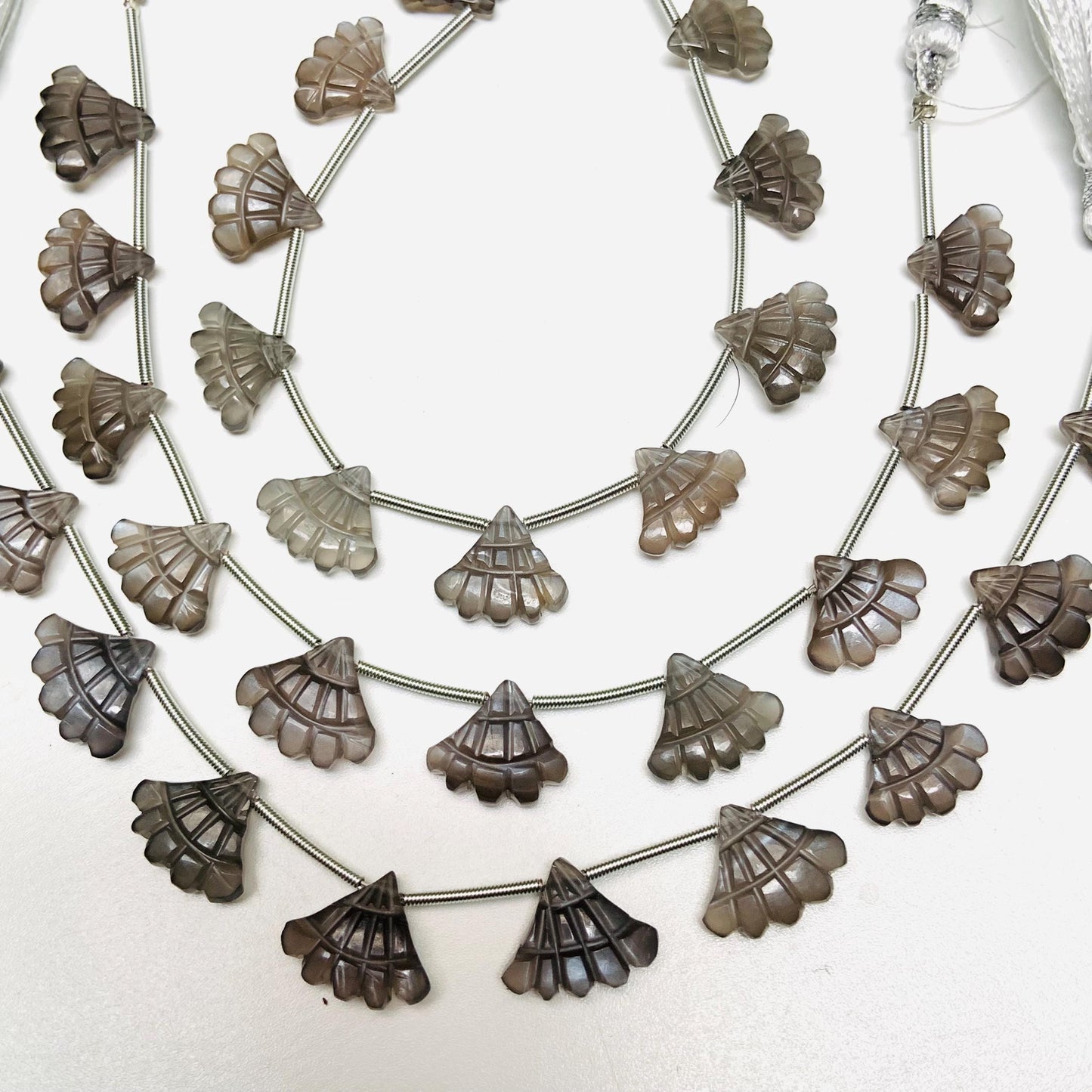 10 Pcs Natural Grey moonstone Triplet Carved Tree Shape Briolette Side Drill Beads Size 13x16x5mm fancy shape briolette for jewelry making