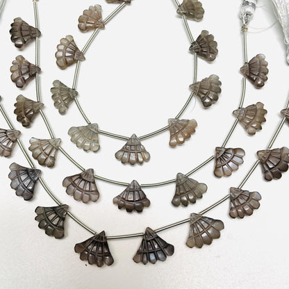 10 Pcs Natural Grey moonstone Triplet Carved Tree Shape Briolette Side Drill Beads Size 13x16x5mm fancy shape briolette for jewelry making